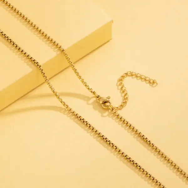 1-Piece-Solid-Color-Necklace-Stainless-Steel-Titanium-Steel-Vacuum-Plating-18K-Gold-Plated-Women-S-Box-Chain-Snake-Chain-Simple-Style-main-image-6 1 Piece Solid Color Necklace Stainless Steel Titanium Steel Vacuum Plating 18K Gold Plated Women'S Box Chain Snake Chain Simple Style