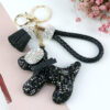 10224226570_231650873 Wholesale Pink diamond studded cartoon cute dog keychain