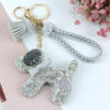 10248539275_231650873 Wholesale Pink diamond studded cartoon cute dog keychain