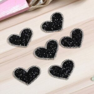 Wholesale Black heart-shaped rhinestone embroidery DIY patches