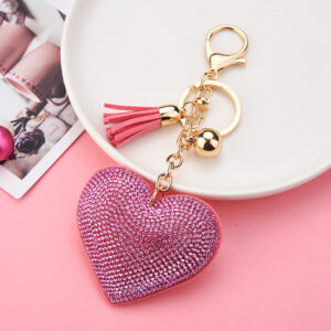 Pink / Keychain + love + small tassel