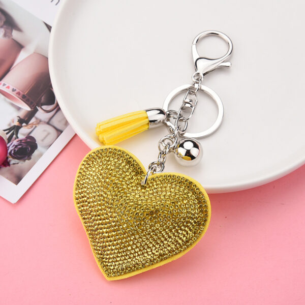Wholesale Creative Heart-Shaped Diamond-Encrusted Bag Keychain