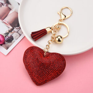 Red / Keychain + love + small tassel