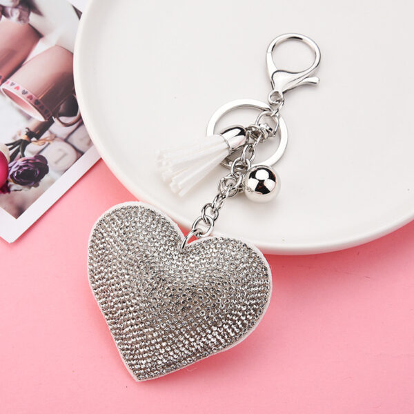 Wholesale Creative Heart-Shaped Diamond-Encrusted Bag Keychain