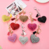 Wholesale Creative Heart-Shaped Diamond-Encrusted Bag Keychain
