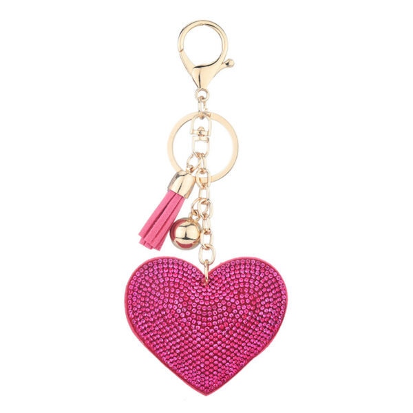 Wholesale Creative Heart-Shaped Diamond-Encrusted Bag Keychain