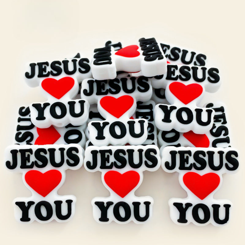 Wholesale Love Jesus Silicone Focus Beads