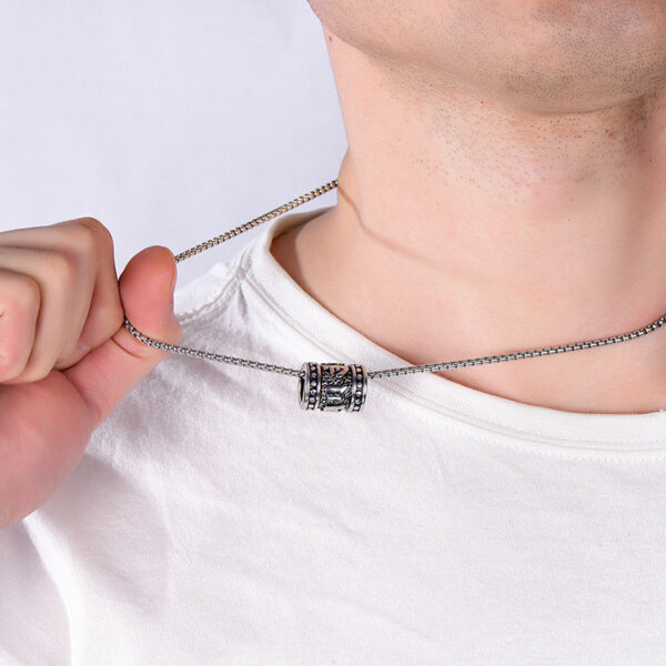 Wholesale Stainless Steel Six Character Mantra Pendant Beaded Necklace