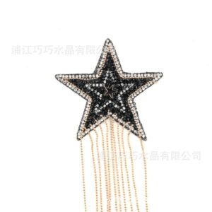 Black diamond gold tassel / 8cm five-pointed star