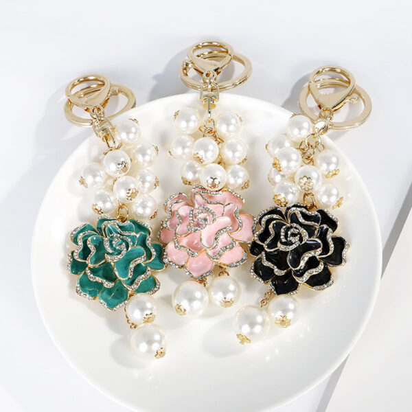 11324256126_949518863 Wholesale Flower series oil dripping diamond inlaid camellia metal keychain
