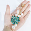 11388818430_949518863 Wholesale Flower series oil dripping diamond inlaid camellia metal keychain