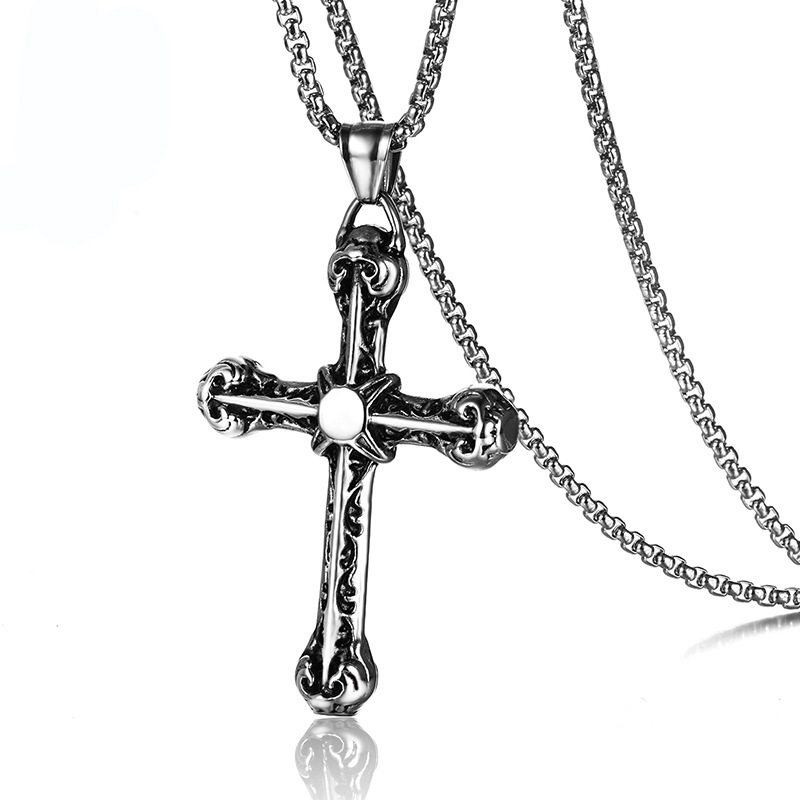 Wholesale Titanium Steel Gold and Sier Cross Necklace