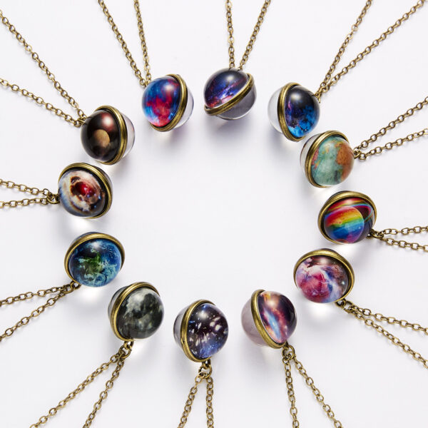 Wholesale Galaxy Nebula Universe Luminous Double sided Starry Sky Necklace