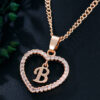 Wholesale 26 letter zircon heart-shaped pendant necklace