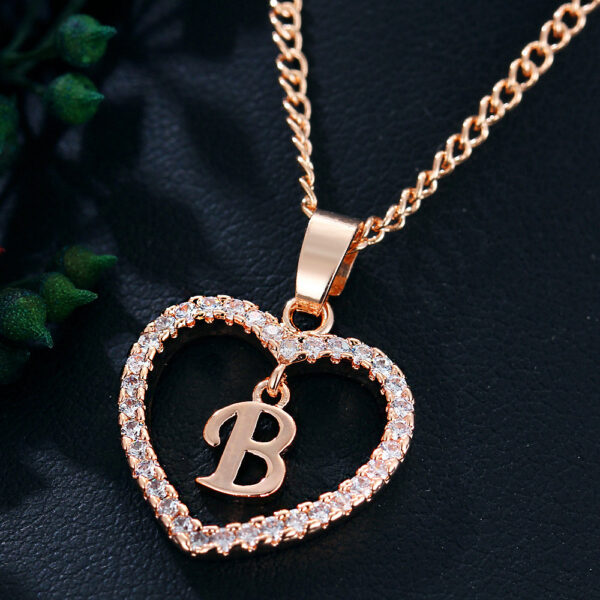 Wholesale 26 letter zircon heart-shaped pendant necklace