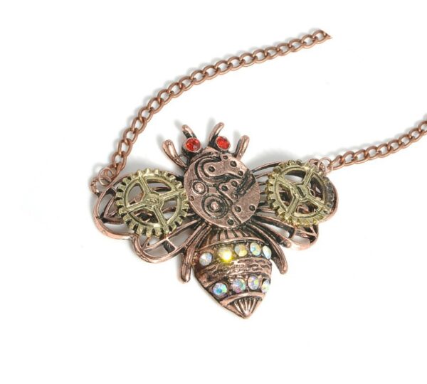 11883198631_221468121 Wholesale European and American steampunk heart-shaped mechanical gear necklace vintage insect owl butterfly bee collarbone necklace