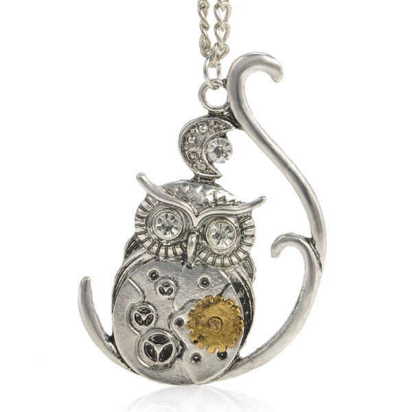 11883210375_221468121 Wholesale European and American steampunk heart-shaped mechanical gear necklace vintage insect owl butterfly bee collarbone necklace
