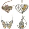 11952641685_221468121 Wholesale European and American steampunk heart-shaped mechanical gear necklace vintage insect owl butterfly bee collarbone necklace