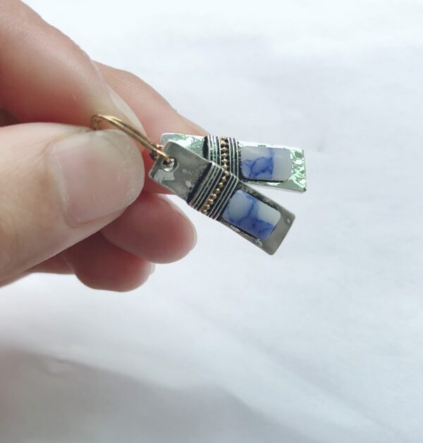 Wholesale Vintage Blue Stone Unique Shaped Earrings