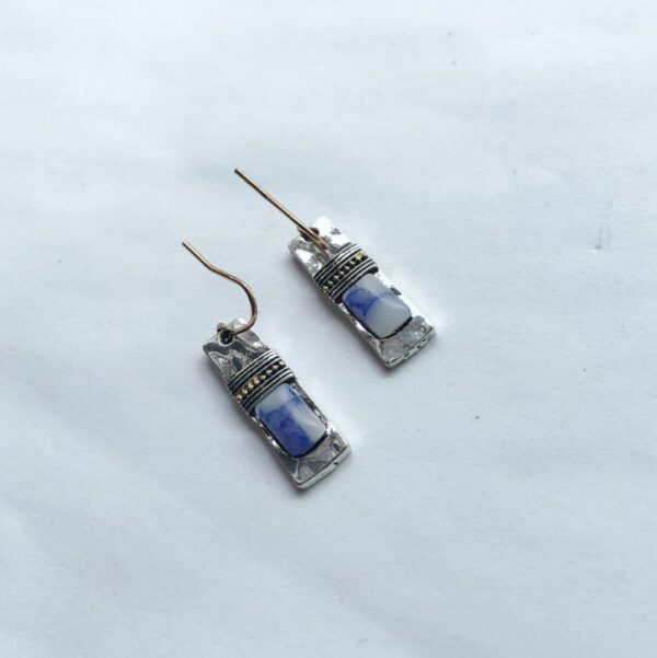 Wholesale Vintage Blue Stone Unique Shaped Earrings