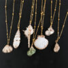 Wholesale Gold-edged Conch and Seashell Necklace