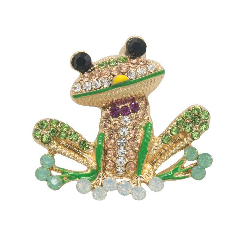 Wholesale Animal alloy rhinestone cute frog brooch