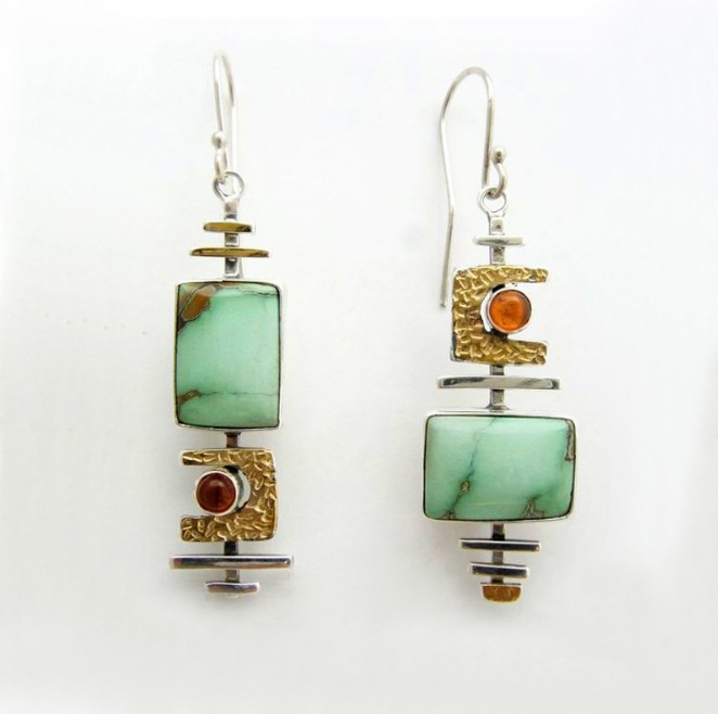 Wholesale Alloy Retro Turquoise Color-Blocked Earrings