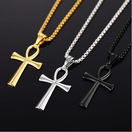Wholesale Smooth Egyptian Ankh Cross Pendant Men's Necklace