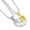 Wholesale couple necklace lock a pair of love heart-shaped key necklace