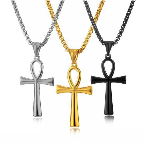 Wholesale Smooth Egyptian Ankh Cross Pendant Men's Necklace