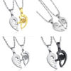 Wholesale couple necklace lock a pair of love heart-shaped key necklace