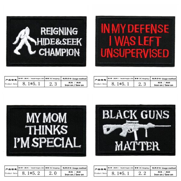 Wholesale Black and white English letter rectangular embroidery DIY Patches