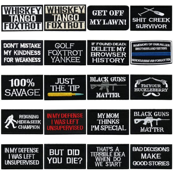 Wholesale Black and white English letter rectangular embroidery DIY Patches