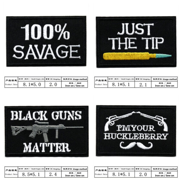 Wholesale Black and white English letter rectangular embroidery DIY Patches