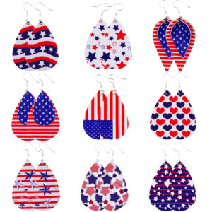 Wholesale leather earrings American Independence Day earrings