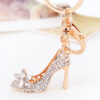 Wholesale Rose gold rhinestone high heel keychain