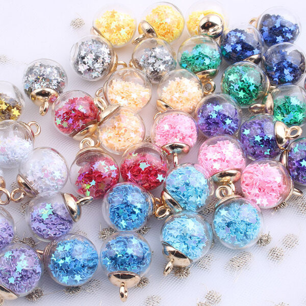 Wholesale Colored transparent star glitter crystal glass ball beads