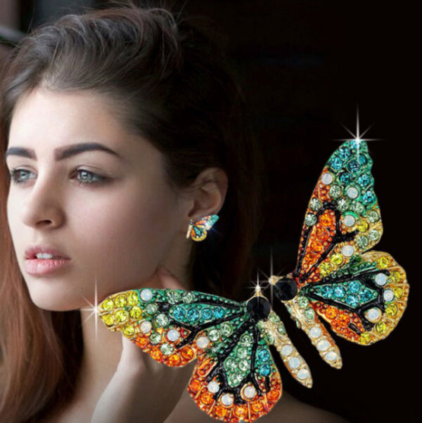 Wholesale Alloy Inlaid Diamond Butterfly Earrings