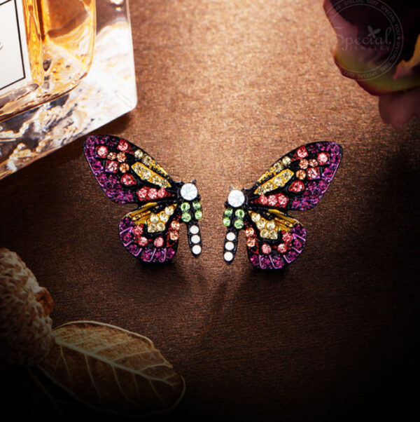 Wholesale Alloy Inlaid Diamond Butterfly Earrings