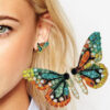 Wholesale Alloy Inlaid Diamond Butterfly Earrings