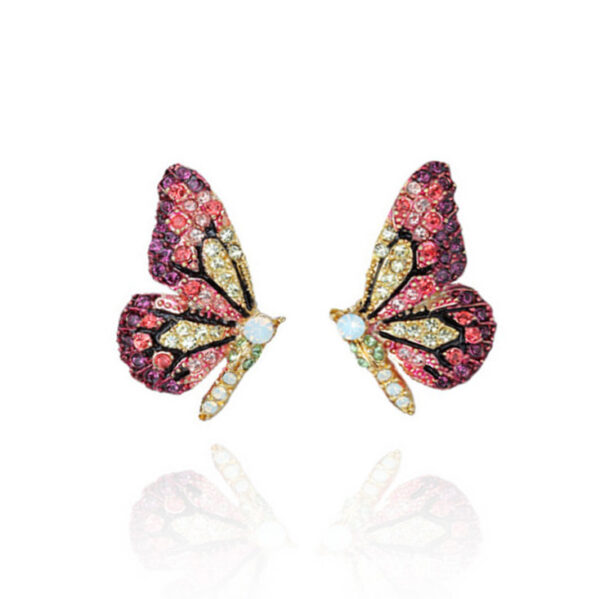 Wholesale Alloy Inlaid Diamond Butterfly Earrings