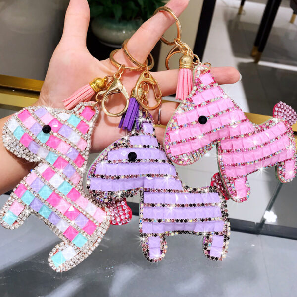 Wholesale Cute diamond studded horse Rhinestone Keychain