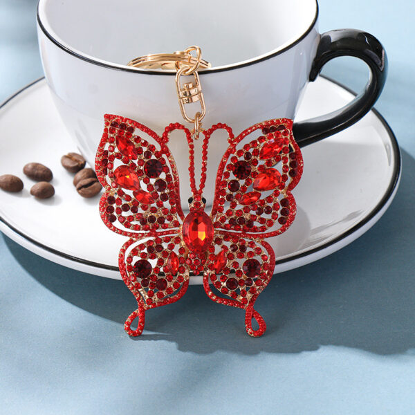 Wholesale Alloy Colored Butterfly Diamond Keychain Pendant