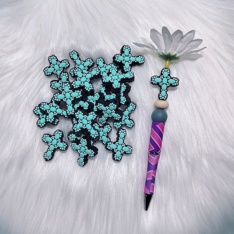 Wholesale Gem Cross Silicone Cartoon Beads