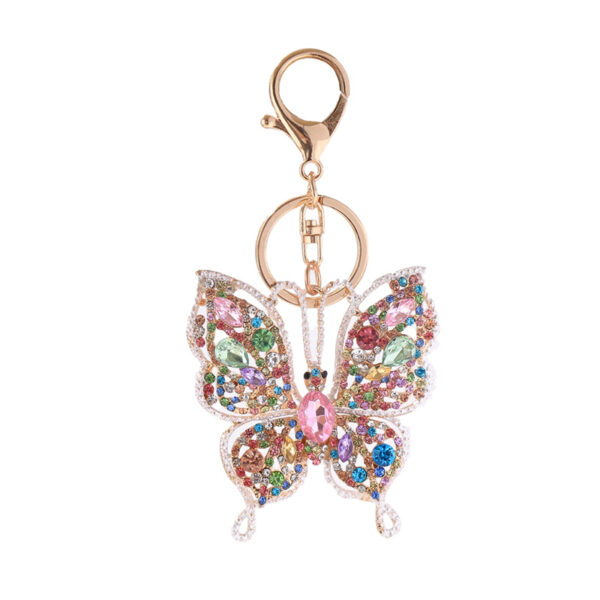 Wholesale Alloy Colored Butterfly Diamond Keychain Pendant