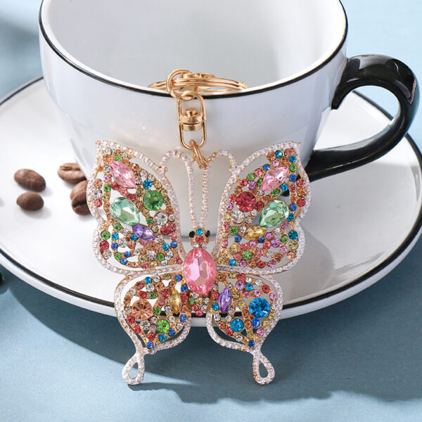Wholesale Alloy Colored Butterfly Diamond Keychain Pendant