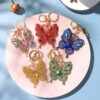 Wholesale Alloy Colored Butterfly Diamond Keychain Pendant