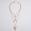 Wholesale Alloy Bull Head Geometric Disc Eyes Bull Horn Multi-Layer Necklace