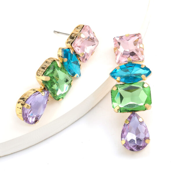 17818698975_786828687 Wholesale Colorful geometric block diamond studded earrings