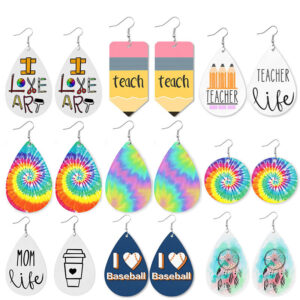 Wholesale Waterdrop shaped colored pencil teacher earrings